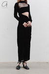 Un morceau velvet lace stitching waist details dress um231ls07 black PUM35